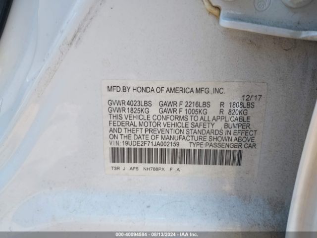 19UDE2F71JA002159 Acura Ilx Premium Package/technology Plus Package