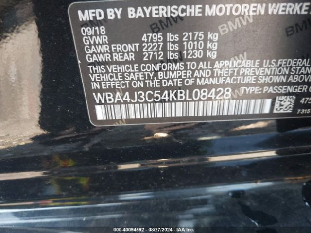 2019 BMW 4 SERIES WBA4J3C54KBL08428 Photo 8
