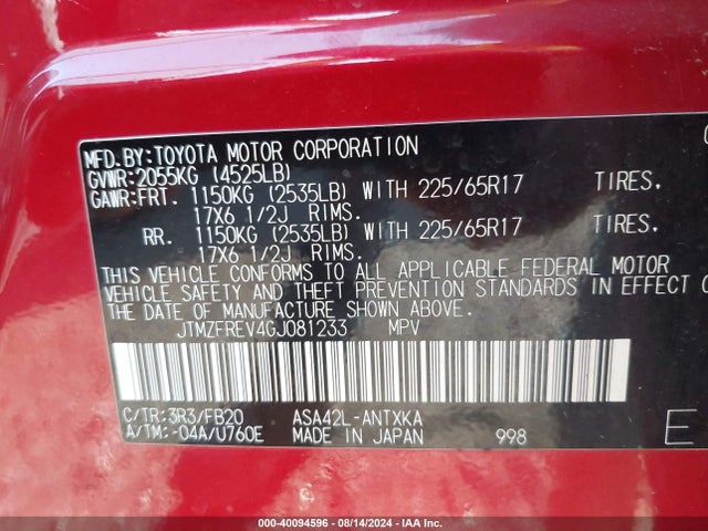 Toyota RAV4 LE 2016 JTMZFREV4GJ081233 Image 9
