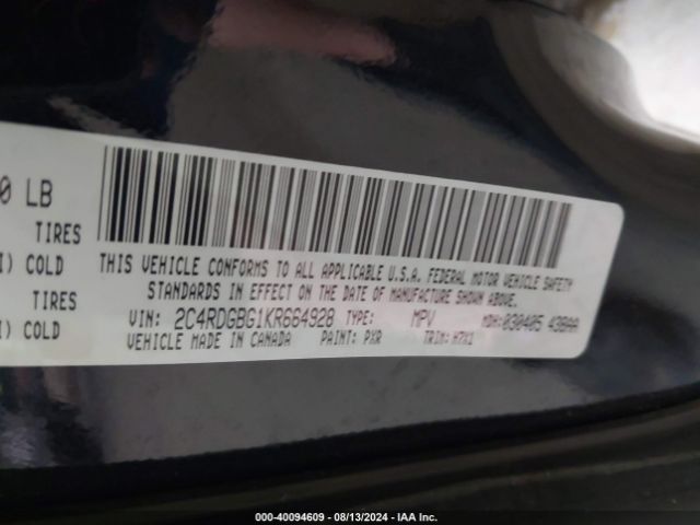2C4RDGBG1KR664928 Dodge Grand Caravan Se
