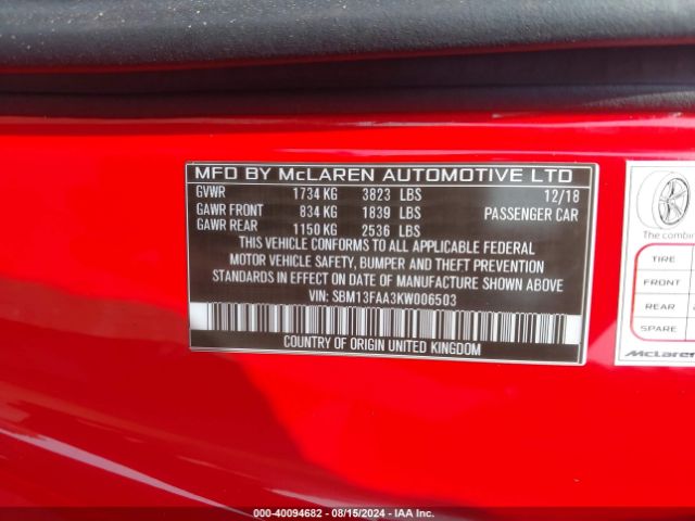 2019 MCLAREN 570S SBM13FAA3KW006503 Photo 8
