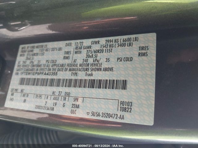 2023 FORD F-150 1FTEW1EP9PFA43355 Photo 8
