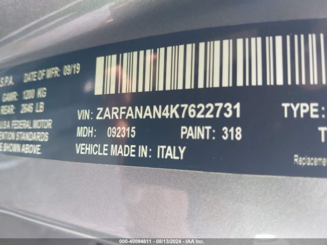 ZARFANAN4K7622731 Alfa Romeo Giulia Awd