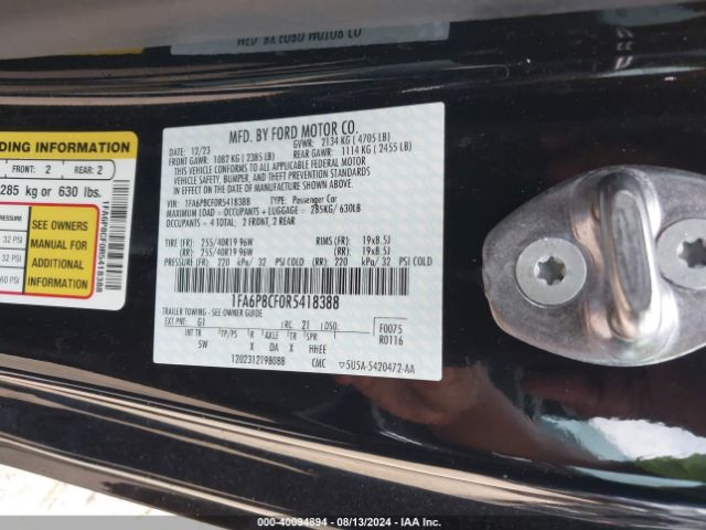 2024 FORD MUSTANG 1FA6P8CF0R5418388 Photo 8
