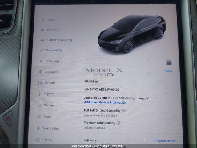 5YJXCAE29JF100400 Tesla Model X 100d/75d/p100d