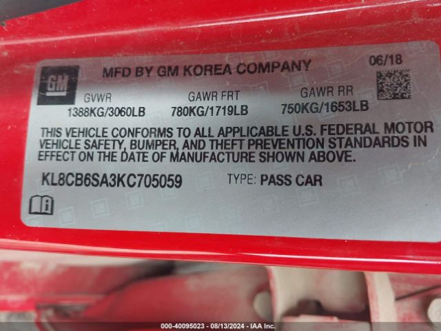 KL8CB6SA3KC705059 Chevrolet Spark Ls Cvt