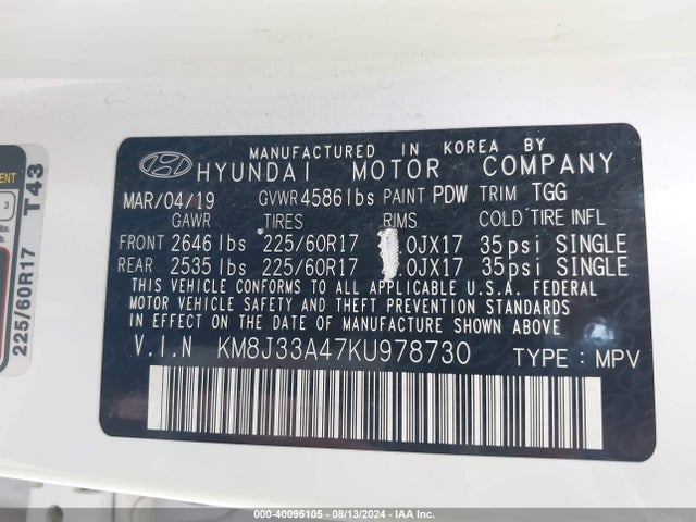 Hyundai Tucson Value 2019 KM8J33A47KU978730 Image 9