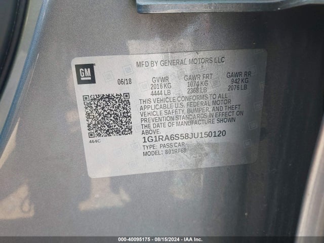 Chevrolet VOLT LT 2018 1G1RA6S58JU150120 Image 9