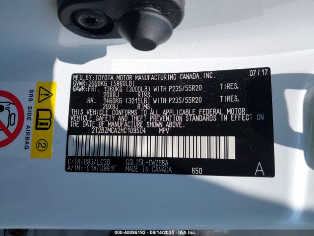 2T2BZMCA2HC109504 Lexus Rx 350 F Sport