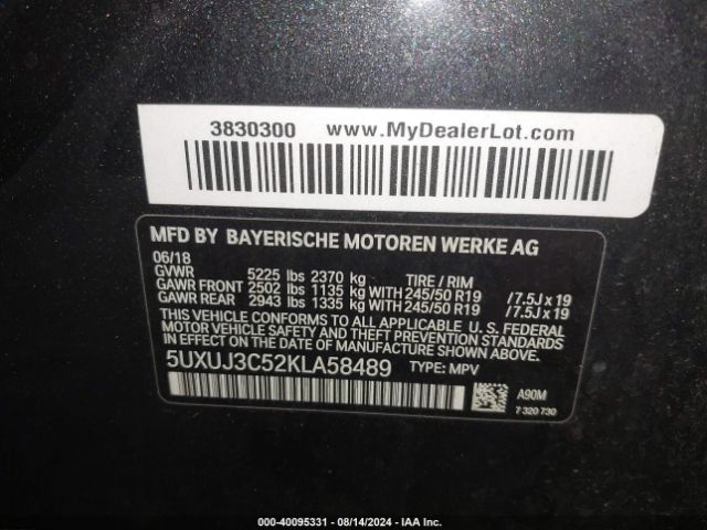 5UXUJ3C52KLA58489 BMW X4 Xdrive30i