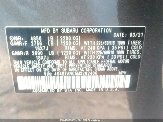 4S4BTANC5M3202406 Subaru Outback Limited