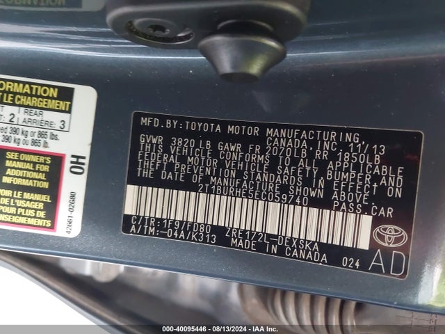 Toyota Corolla S Plus 2014 2T1BURHE5EC059740 Image 9
