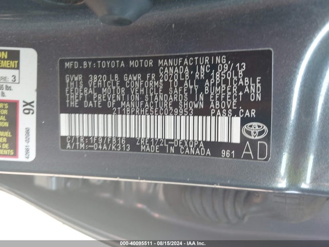 Toyota Corolla Le Eco 2014 2T1BPRHE5EC029953 Image 9