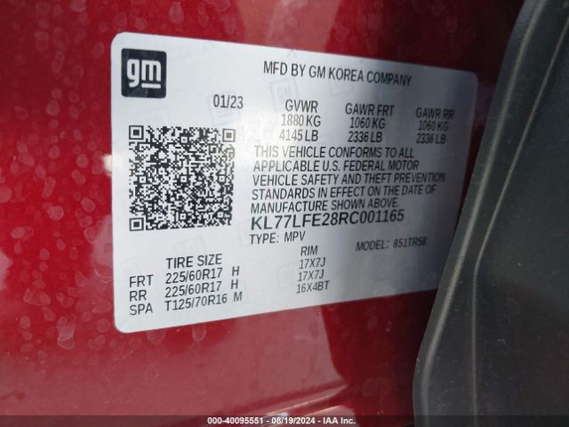 KL77LFE28RC001165 Chevrolet Trax Fwd Sp