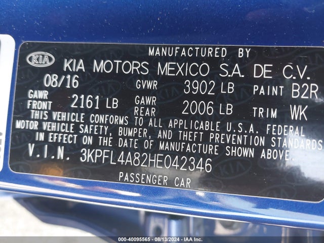 KIA FORTE EX 2017 3KPFL4A82HE042346 Image 9