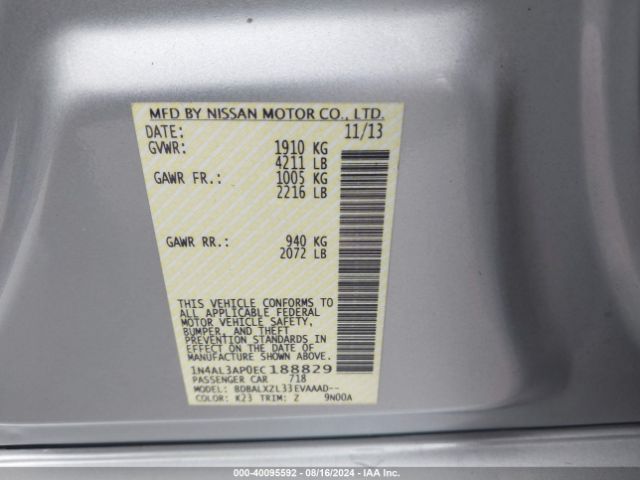 1N4AL3AP0EC188829 Nissan Altima 2.5 Sl