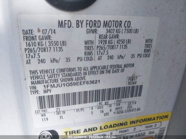 1FMJU1G59EEF63621 Ford Expedition Xl