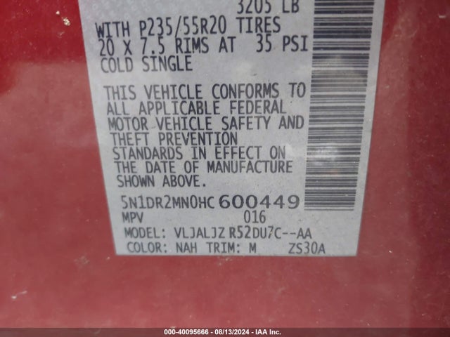 Nissan Pathfinder Platinum 2017 5N1DR2MN0HC600449 Image 9