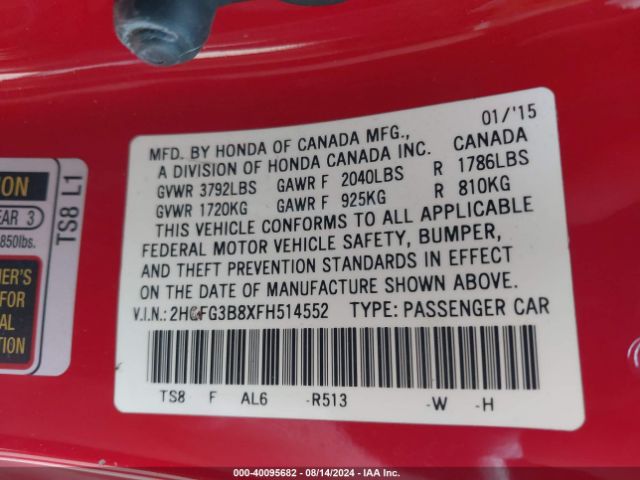 2HGFG3B8XFH514552 Honda CIVIC EX