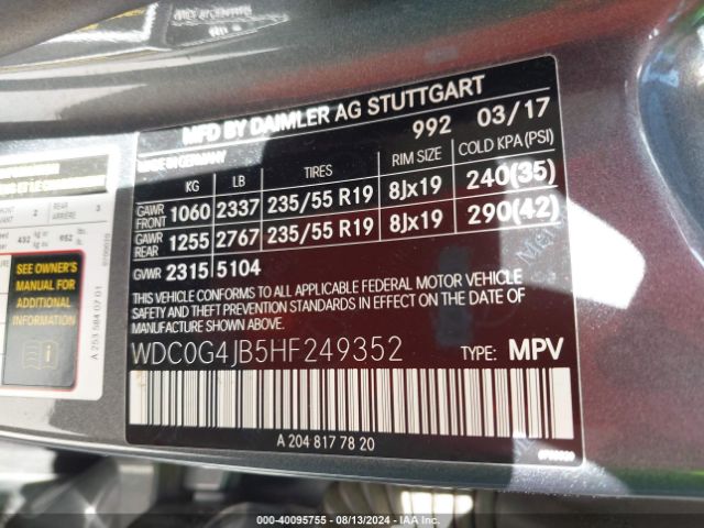 WDC0G4JB5HF249352 Mercedes-Benz GLC 300
