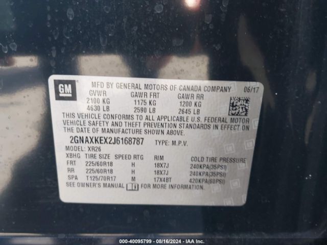 2GNAXKEX2J6168787 Chevrolet EQUINOX LT