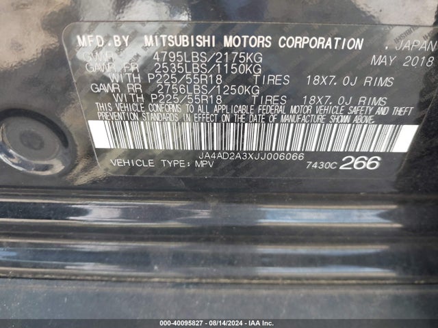 2018 MITSUBISHI OUTLANDER JA4AD2A3XJJ006066 Photo 8
