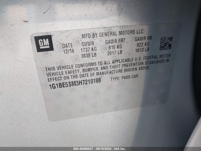 1G1BE5SM3H7210188 Chevrolet Cruze Lt Auto