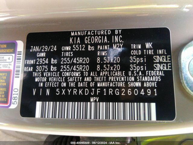 5XYRKDJF1RG260491 KIA Sorento X-line Sx