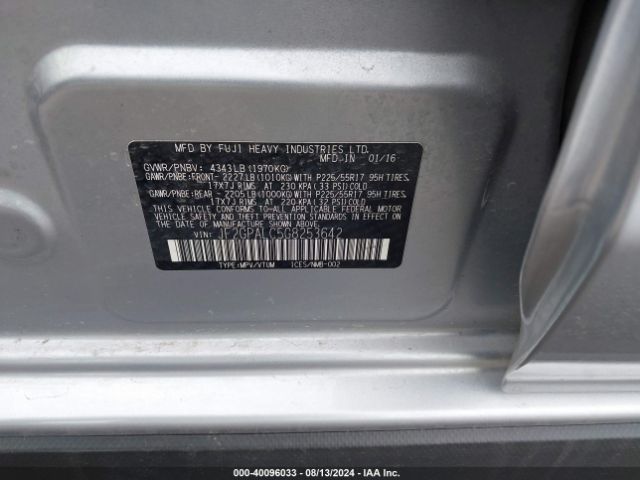 JF2GPALC5G8253642 Subaru Crosstrek 2.0i Limited