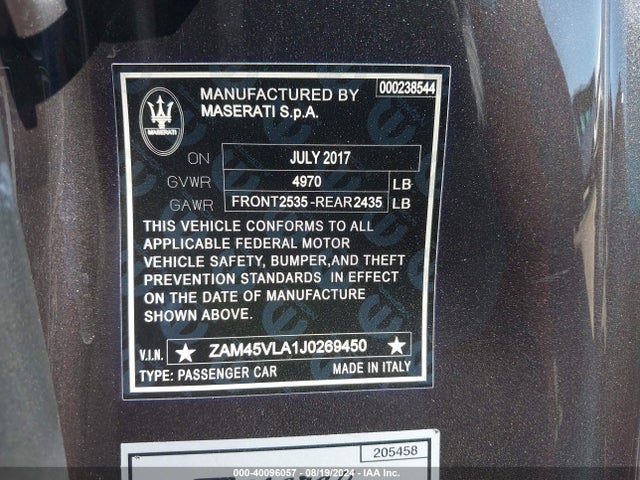 ZAM45VLA1J0269450 Maserati Granturismo Mc/sport