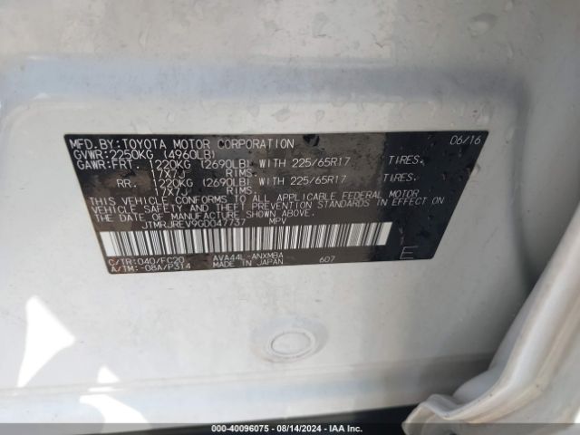 JTMRJREV9GD047737 Toyota Rav4 Hybrid Xle