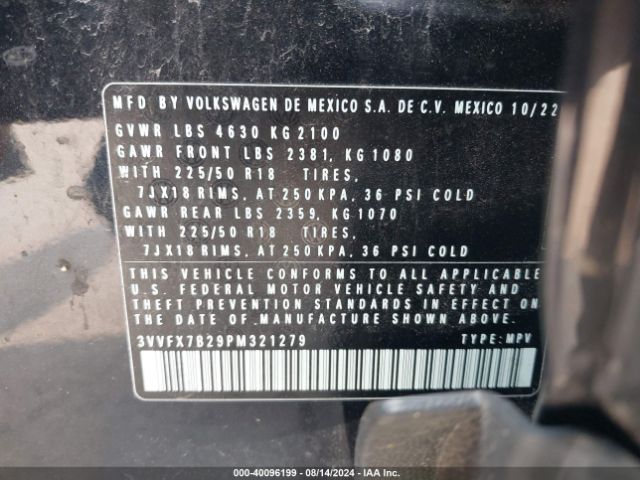 3VVFX7B29PM321279 Volkswagen Taos 1.5t S