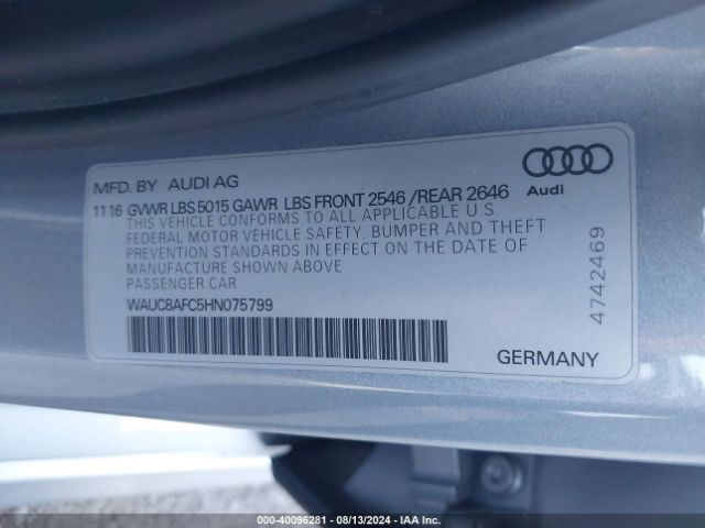 WAUC8AFC5HN075799 Audi A6 2.0t Premium