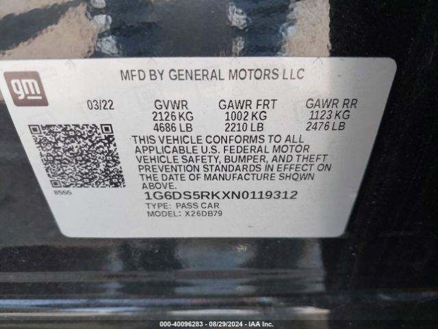 1G6DS5RKXN0119312 Cadillac CT5 LUXURY