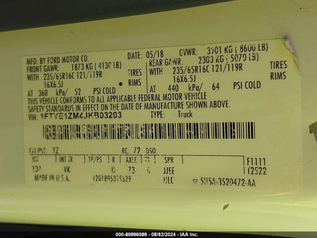 1FTYE1ZM4JKB03203 Ford Transit-150