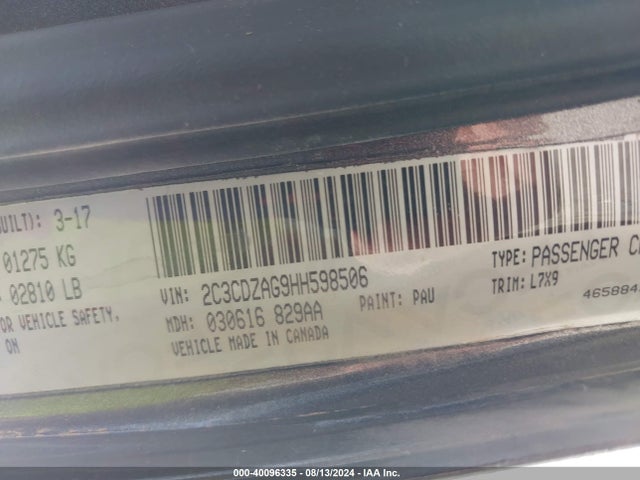 Dodge Challenger Sxt 2017 2C3CDZAG9HH598506 Image 9
