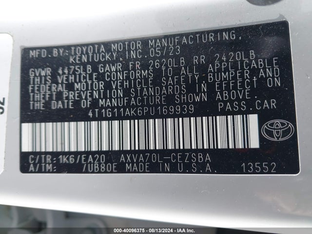 Toyota CAMRY SE 2023 4T1G11AK6PU169939 Image 9