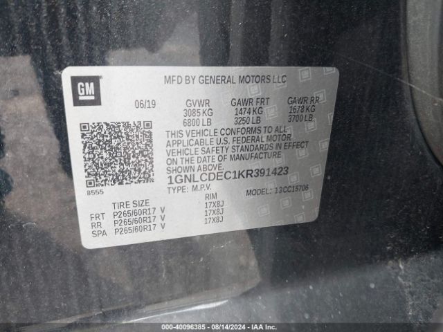 Chevrolet Tahoe Commercial Fleet 2019 1GNLCDEC1KR391423 Image 9