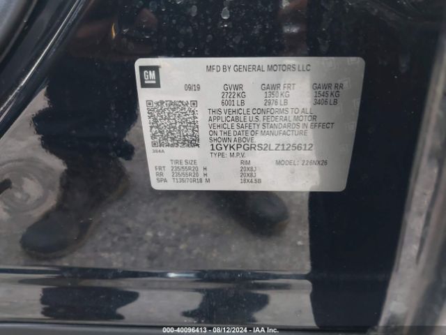 1GYKPGRS2LZ125612 Cadillac Xt6 Awd Sport