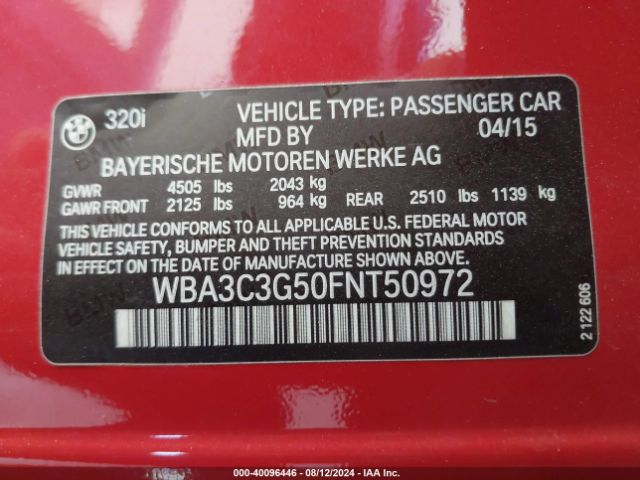 WBA3C3G50FNT50972 BMW 320i Xdrive