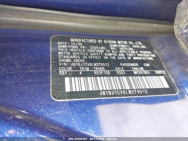 JN1BJ1CV8LW279012 Nissan Rogue Sport Sl Fwd Xtronic Cvt