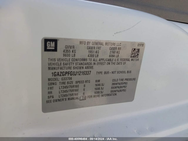 Chevrolet Express 3500 Lt 2018 1GAZGPFG0J1216337 Image 8