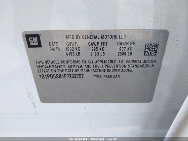 1G1PG5SB1F7252757 Chevrolet CRUZE LTZ