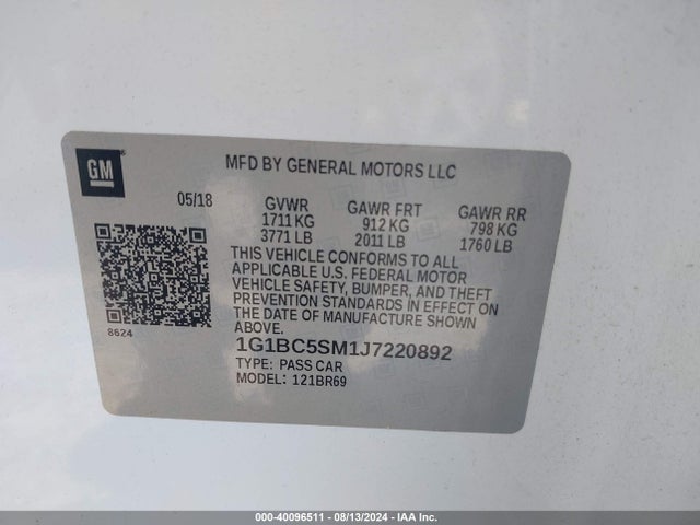 Chevrolet Cruze Ls Auto 2018 1G1BC5SM1J7220892 Image 9