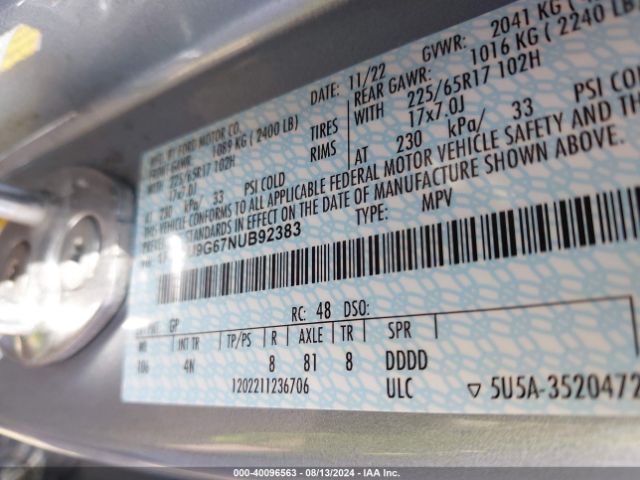 1FMCU9G67NUB92383 Ford ESCAPE SE