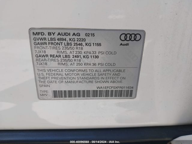 WA1EFCFSXFR011634 Audi Q3 2.0t Premium Plus