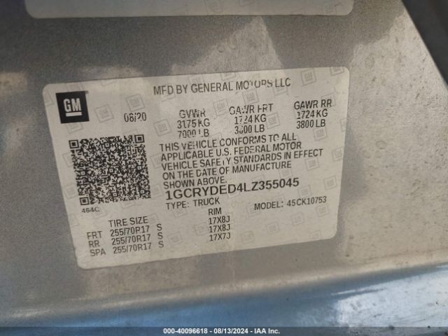 1GCRYDED4LZ355045 Chevrolet Silverado 1500 4wd Double Cab Standard Bed Lt