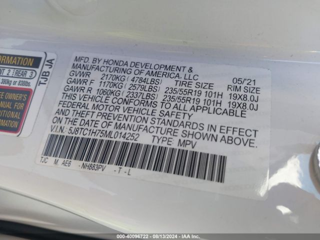 5J8TC1H75ML014252 Acura Rdx Advance Package