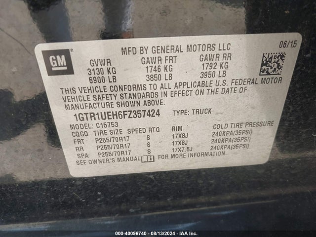 GMC Sierra 1500 Sle 2015 1GTR1UEH6FZ357424 Image 9