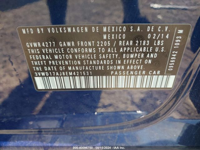 3VWD17AJ8EM421531 Volkswagen Jetta 1.8t Se